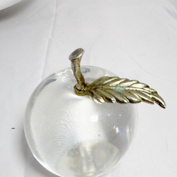 Vintage Glass Apple Paperweight Fabergé Style, Taiwan Made, Unsigned Collectible - Picture 1 of 5